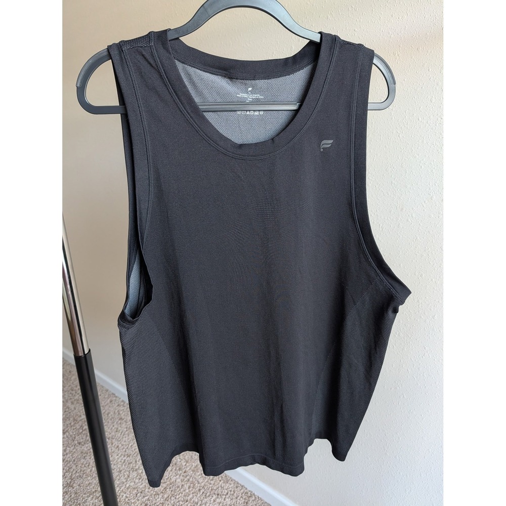 Fabletics Mens XL Legend Muscle Tank Black Mesh Back Sleeveless Athletic Gym Top